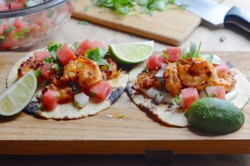 Grilled Shrimp Tacos with Watermelon Salsa