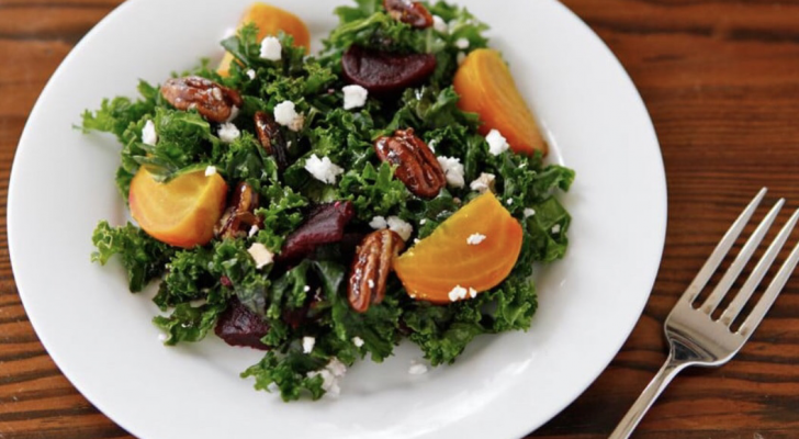 Kale & Roasted Beet Salad with Maple Balsamic Dressing
