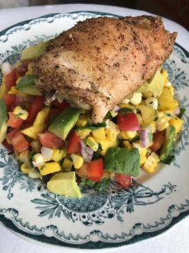 Roasted Chicken Thighs with Chopped Summer Salad